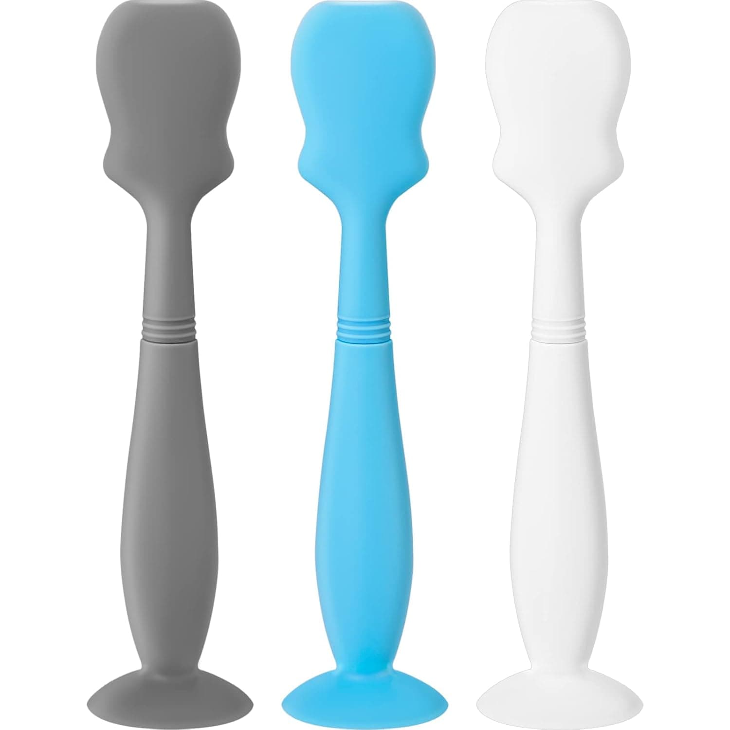 Baby Brush Diaper Cream Applicator for Diaper Rashes, Soft Flexible Silicone Bum Brush Newborn and Baby Essentials, Gift Idea for Baby Shower and New Mom (Blue, Gray, White)