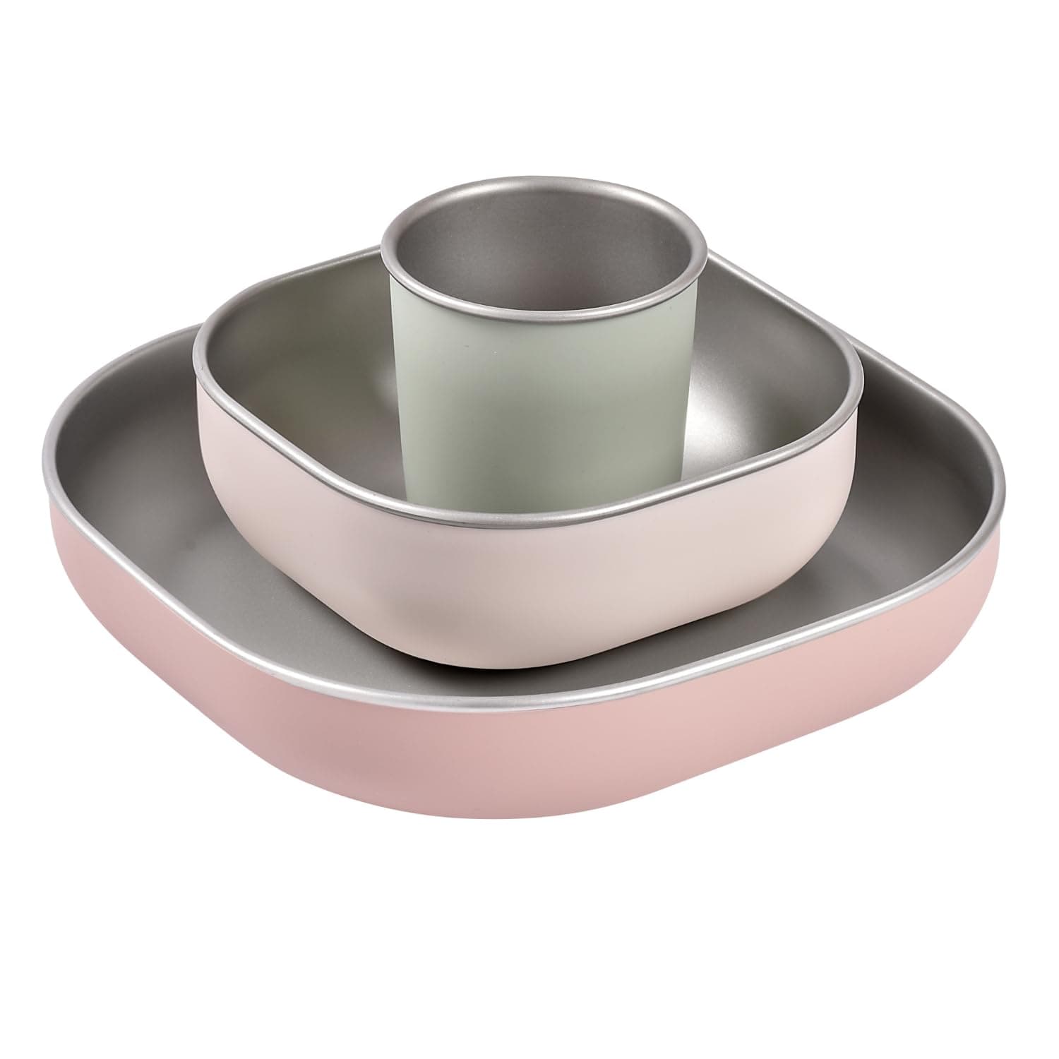 BÉABA, Barbapapa 3 Piece Stainless Steel Lunch Box for Babies and Kids, Glass + 2 Plates, Microwave and Dishwasher Safe, Healthy and Durable, Lightweight, Shatterproof, Non-Slip with Silicone Cover