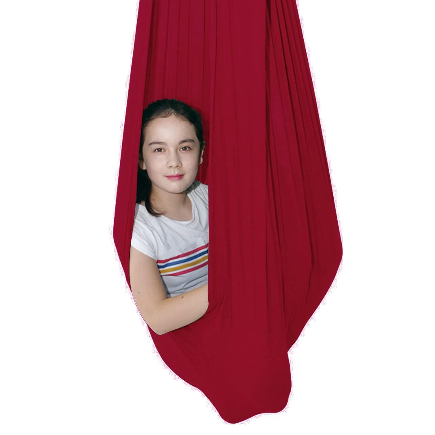 Sensory Swing for adults Indoor kids Therapy Swing Calming Snuggle Hammock durable soft strong fabric swing Best suited for children with SPD Autism and Asperger (Color : Wine red, Size : 1.5M x 2.8