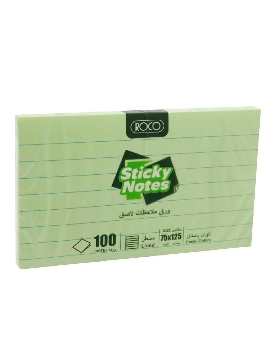 Roco Lined Self Stick Notes 100-Piece, 75 mm x 75 mm, Blue