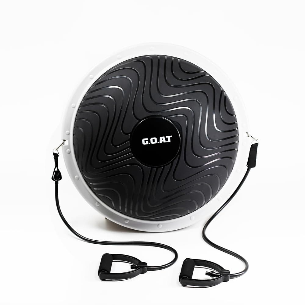 G.O.A.T Premium Balance Half Ball BOSU - Professional Balance Trainer with Resistance Bands - Core Stability, Fitness, Rehabilitation - Non-Slip Surface (Black)