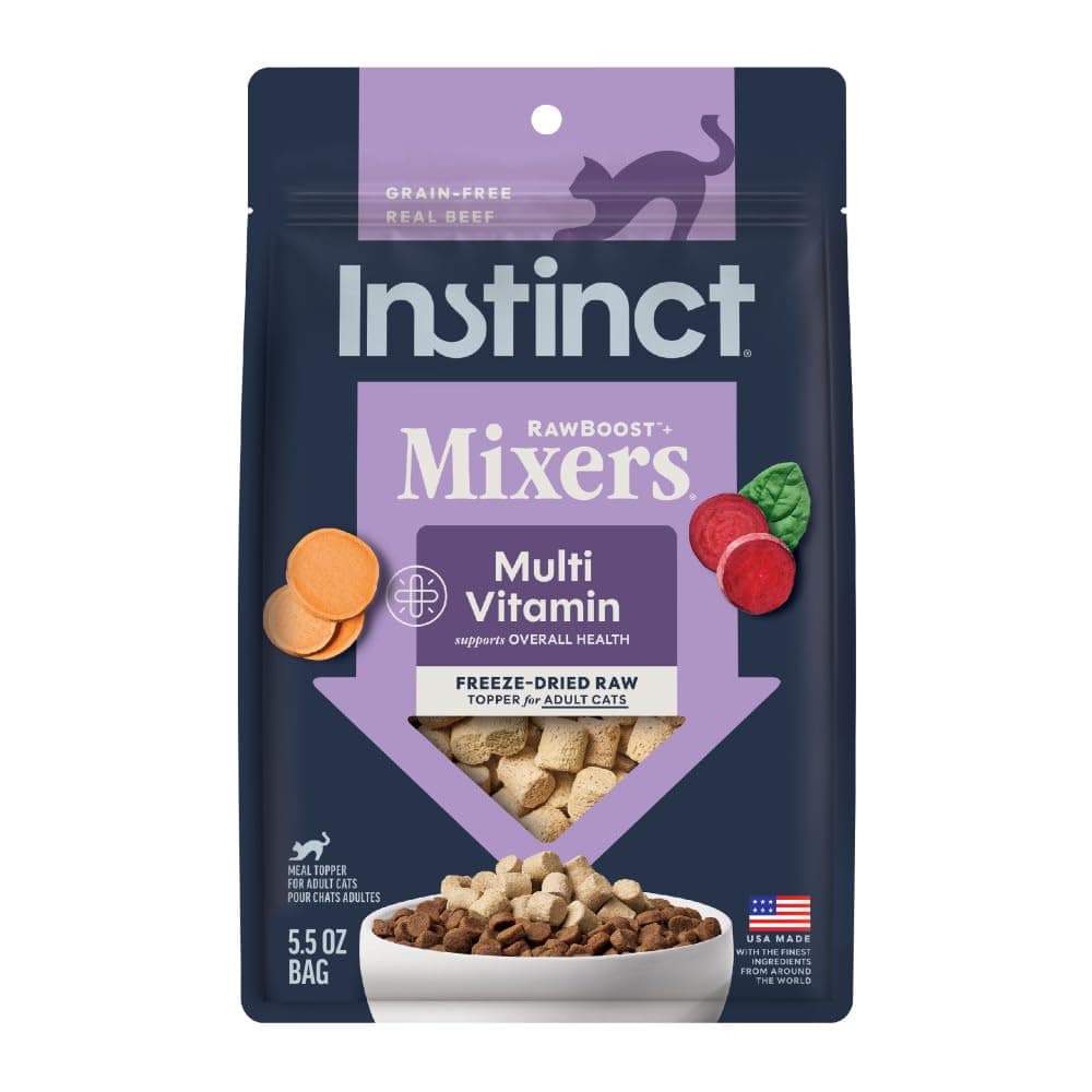 Instinct Freeze Dried Mixers, Cat Food Toppers, Multivitamin Adults, 5.5 oz | Freeze-dried raw meal topper or treat, functional ingredients for heart, liver, kidneys, digestion, muscles & joints