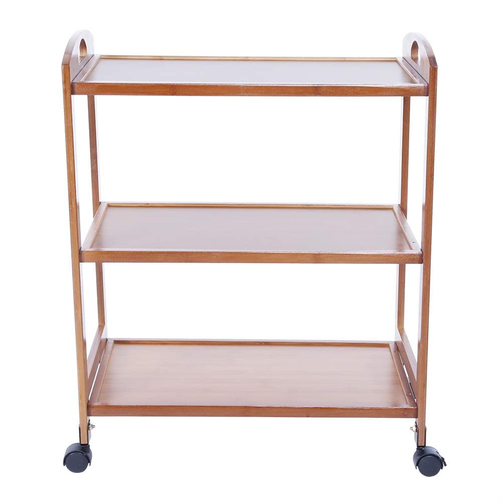 Kitchen Cart, Rolling Kitchen Cart With 4 Wheels - Rolling Storage Cart Kitchen Storage Rack 3 Tier Moveable Wooden Trolley, Storage Rack, Microwave Stand for Home