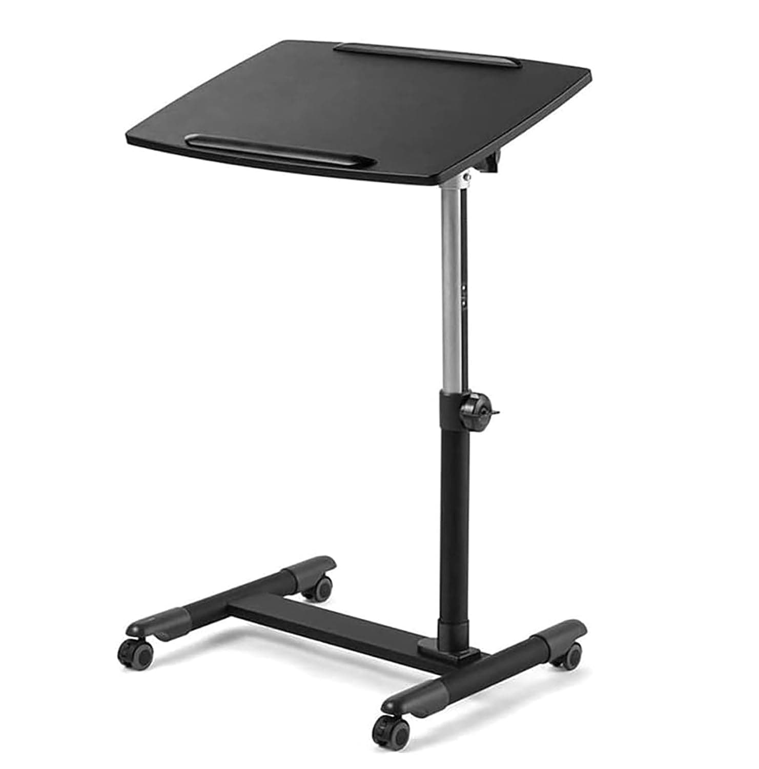 Height Adjustable Laptop Desk Bedside Table, Rolling Tilting Overbed Table, Tv Tray C End Table, Sofa Snack Table for Office, Home and Hospital Workstation(Black)