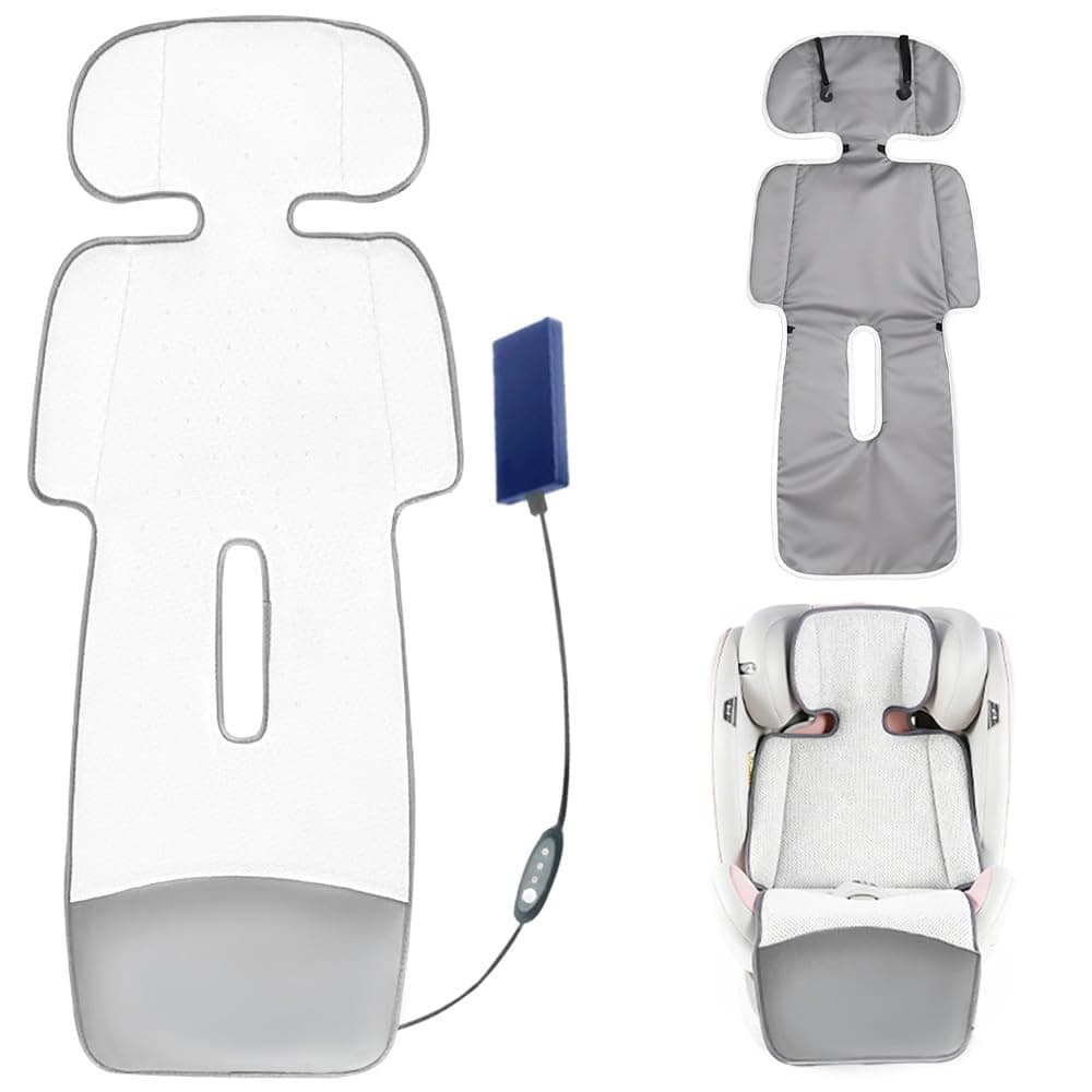 USB Powered Stroller Cooling Pad with Built-in Fan - Portable Breathable Ventilation Mat, Universal Fit for Car Seat/Bassinet/High Chair/Swing/Dining Chair, Summer Outdoor Kids Cool Cushion
