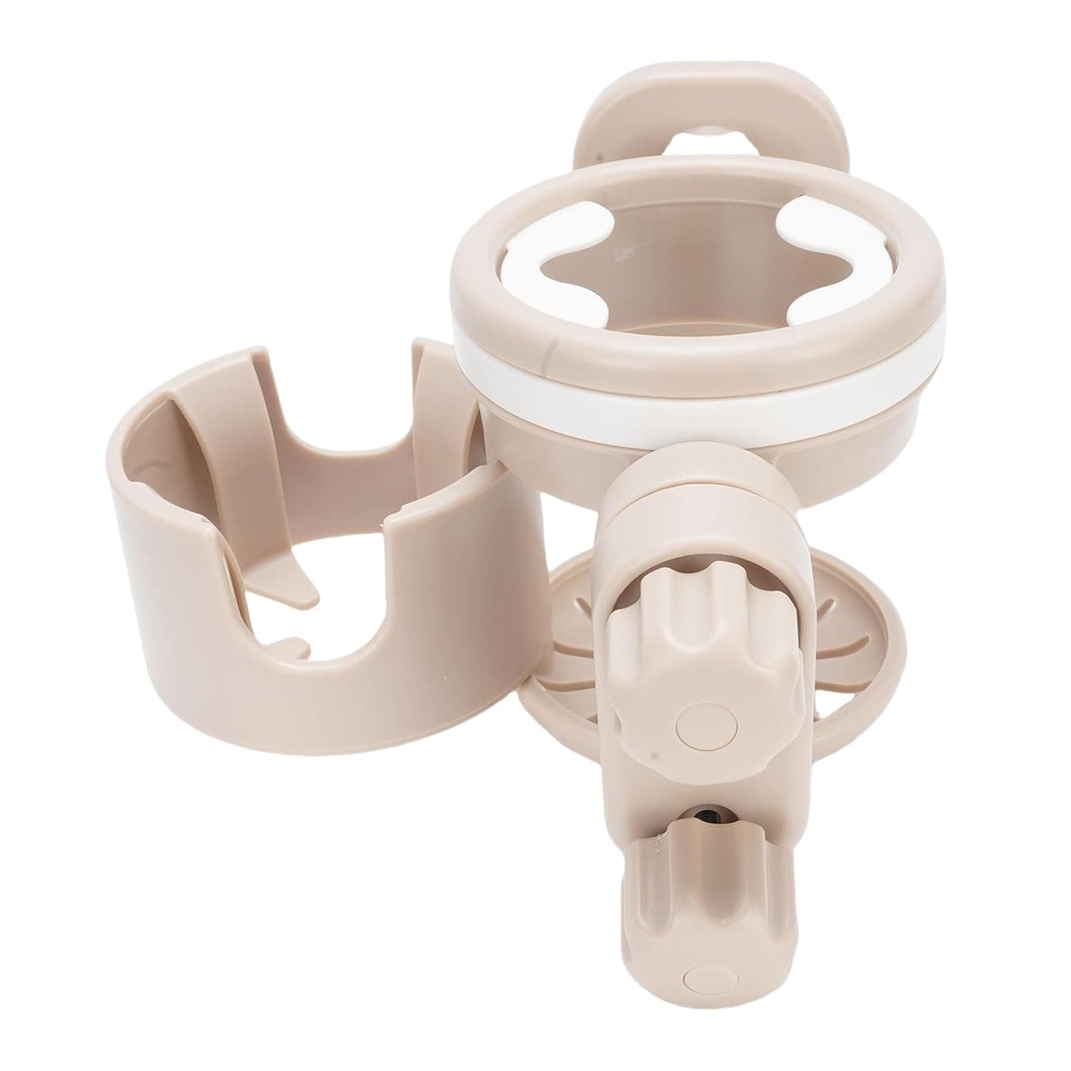 Marhynchus Stroller Cup Holder with Phone Holder Plastic Universal Stroller Cup 360 Degree Rotatable Bottle Attachment 22 X 9.5 X 11.5cm for Baby Bike Wheelchair (Khaki)