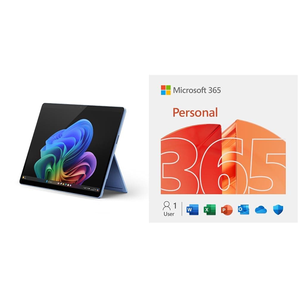 Microsoft Surface Pro 13"| OLED | 12 Core | Copilot+PC | 2 in 1 | 120Hz Display| Snapdragon X Elite| 16GB RAM | 512GB SSD | Sapphire | KSA Version with Microsoft 365 Personal [Digital Code]