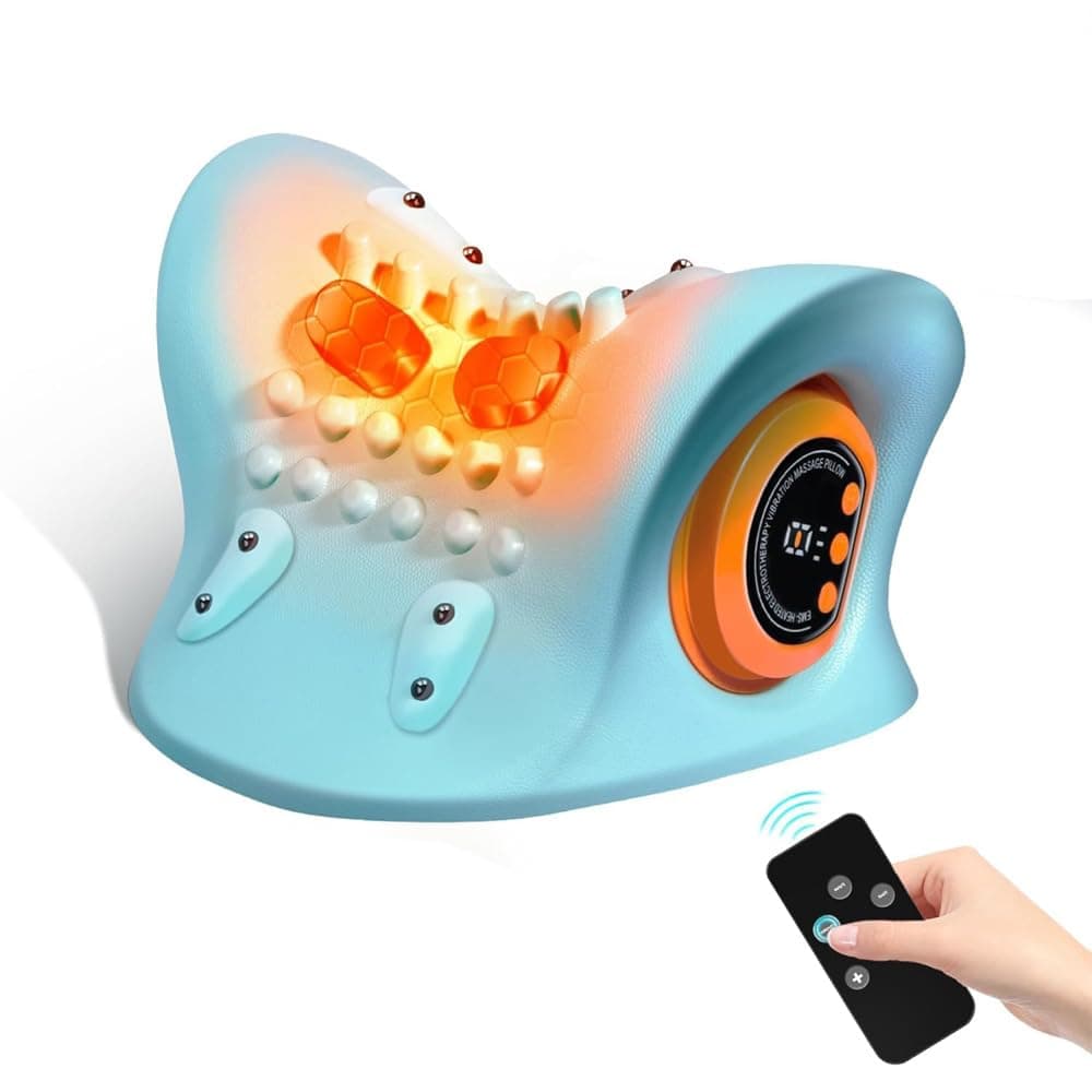 BOOM Neck Massager 2025, Neck and Shoulder Relaxer with Heat, 3 Modes, Massage Pillow for Pain Relief and Muscle Relax, 26° Angle Cervical Traction Device for Back, Shoulder