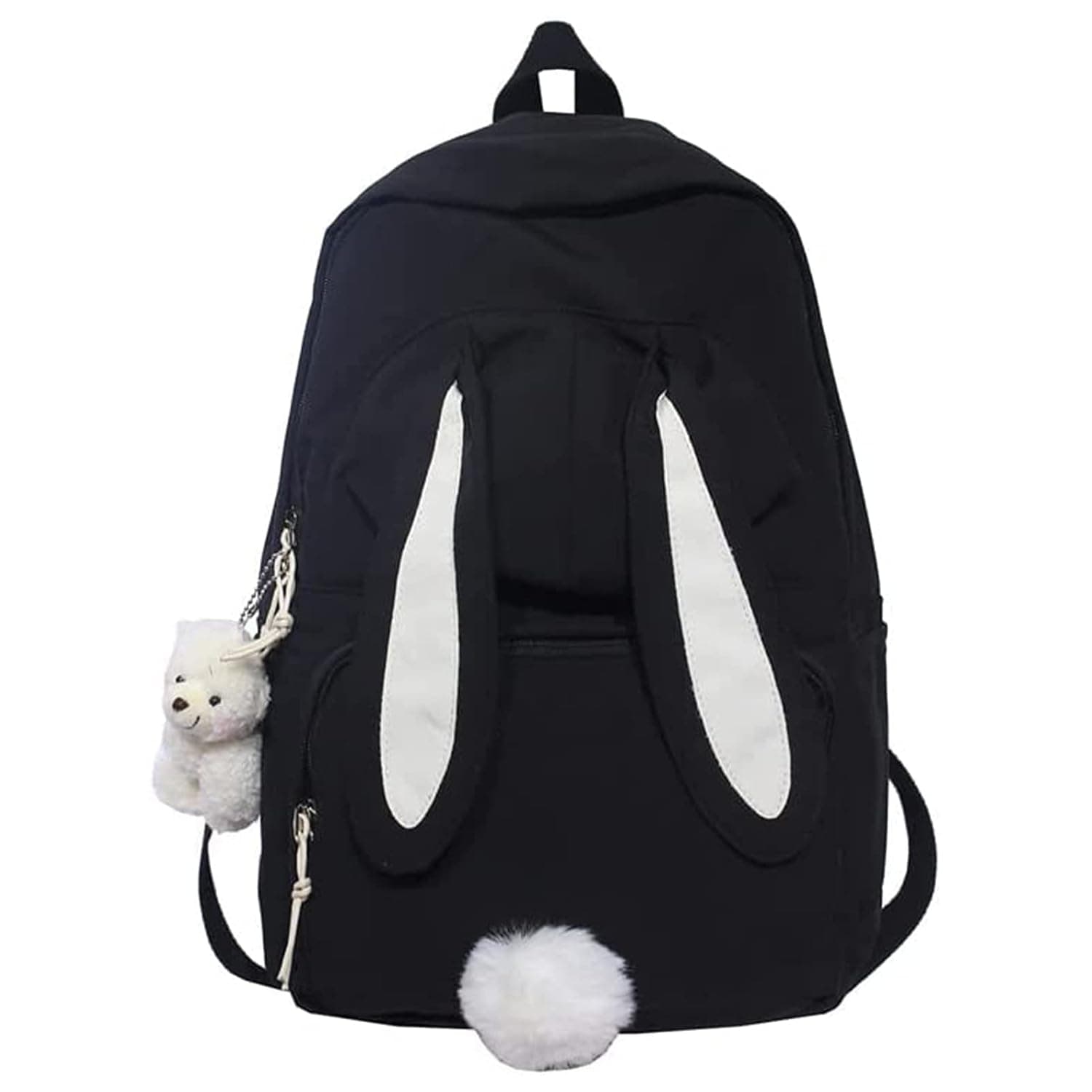 Bunny Backpack, Bunny School Backpack, Bunny Backpack for Girls, Large Capacity Waterproof Kawaii Bookbag for Grades 1-6 (C-Black)
