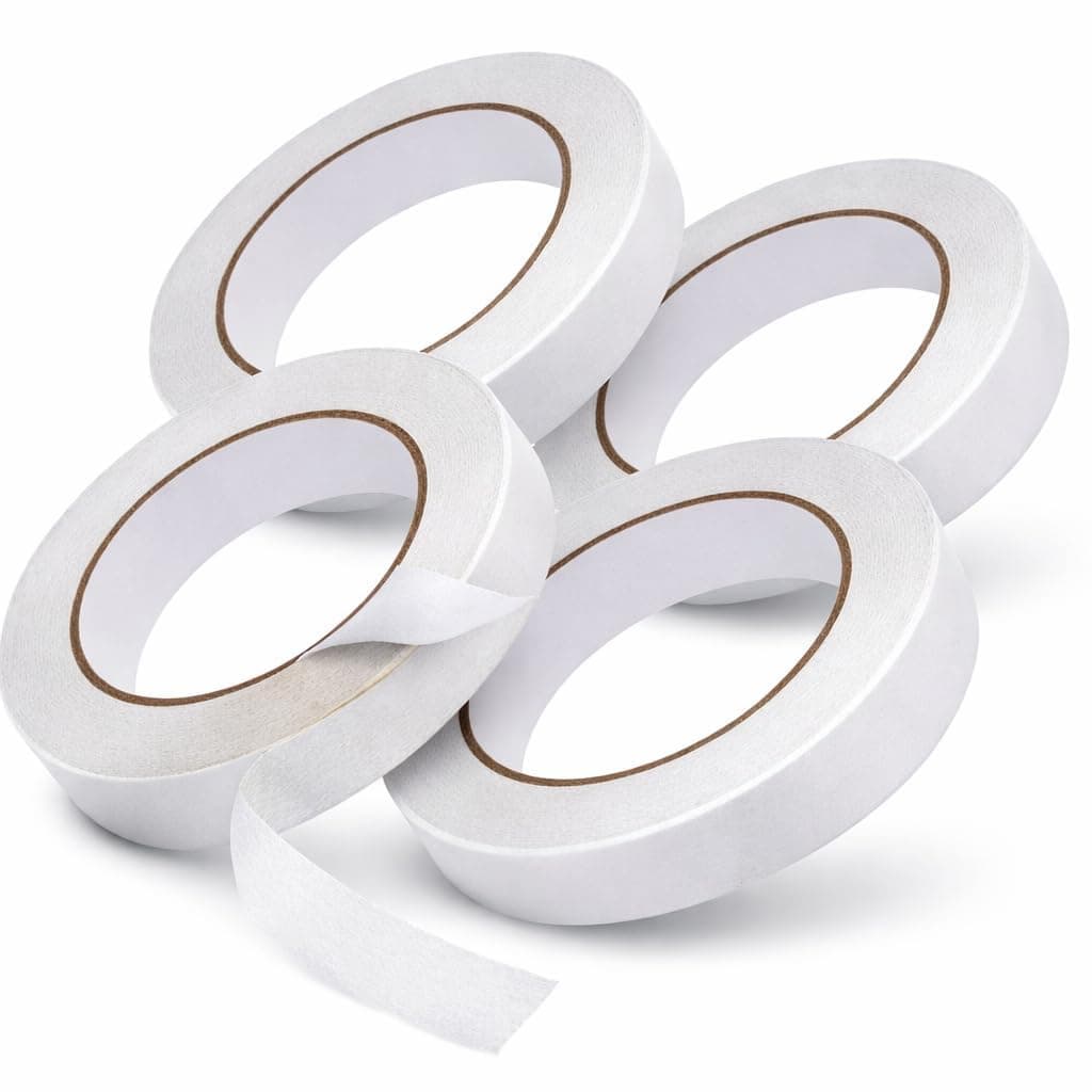 SKY-TOUCH 4PCS Double Sided Tape | 1" x 20 Yards Adhesive Sticky Tape for Arts, Crafts, Photography, Scrapbooking, Card Making, Gift Wrapping & Office School Stationery Supplies (Pack of 4)