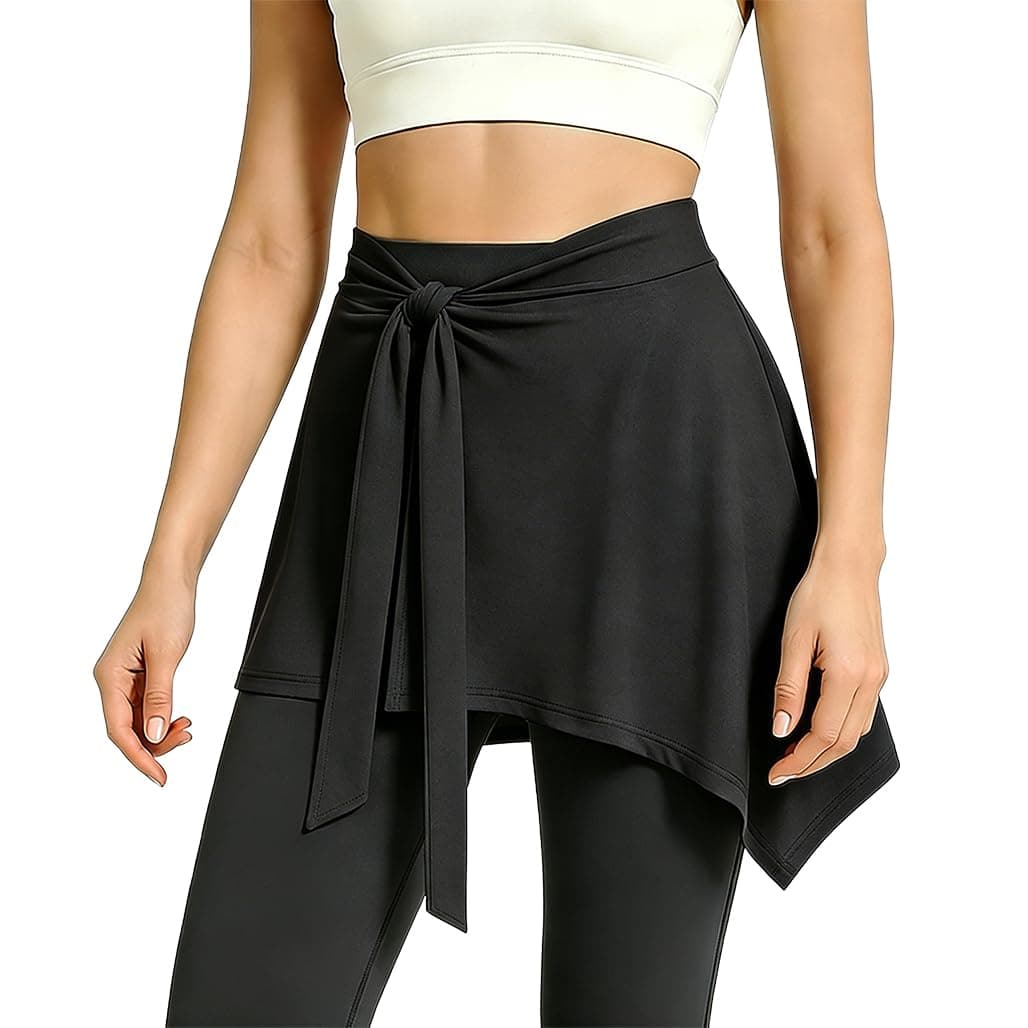 Goodern Women's Yoga Tennis Tie Up Skirt,Ballet Dance Wrap Skirt Athletic Butt Cover Up Sport Skirt for Workout Fitness Running Jogging Gym Exercise Casual Active Wear for Daily Sports