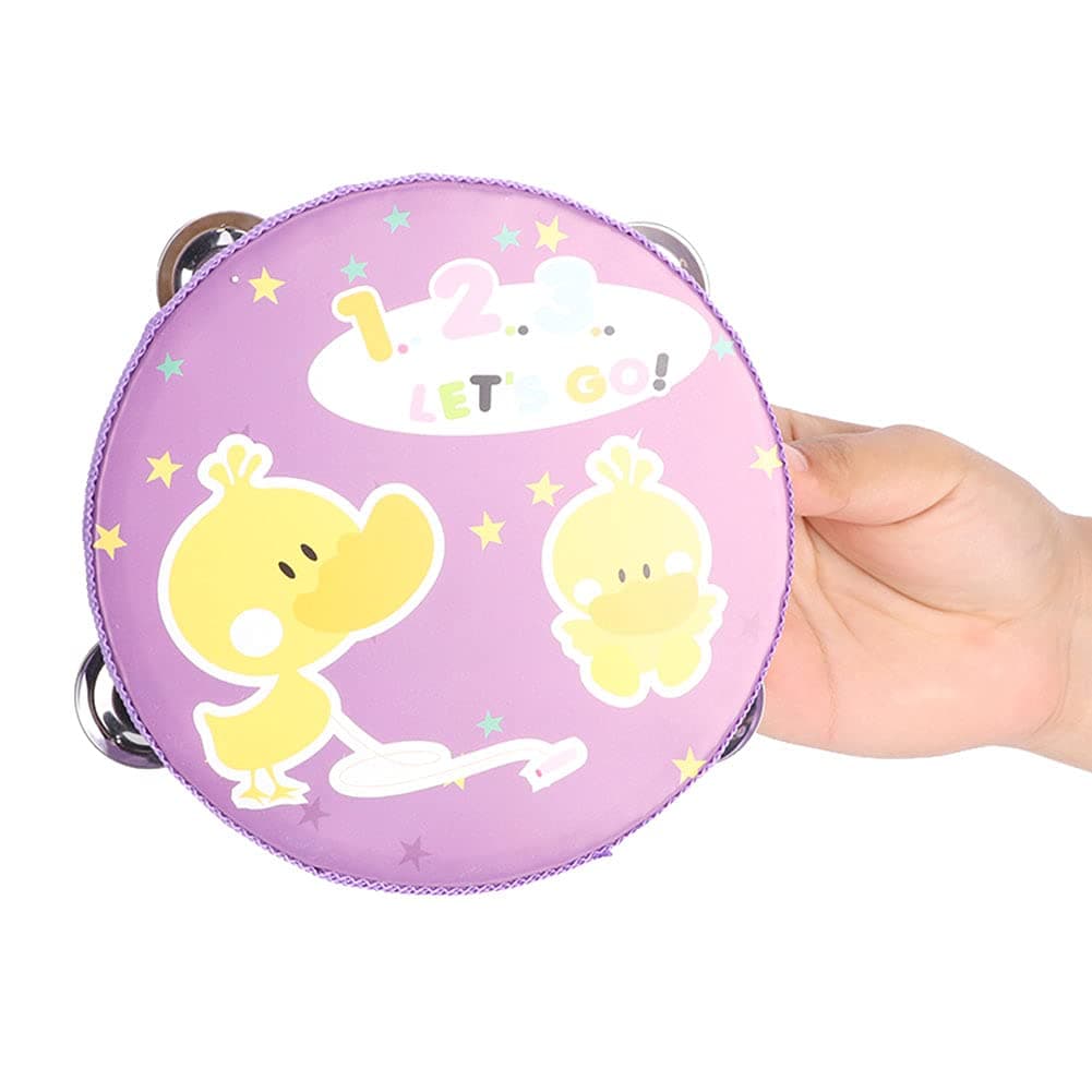 Wooden Handheld Tambourine, Musical Percussion Instrument, Easy to Play