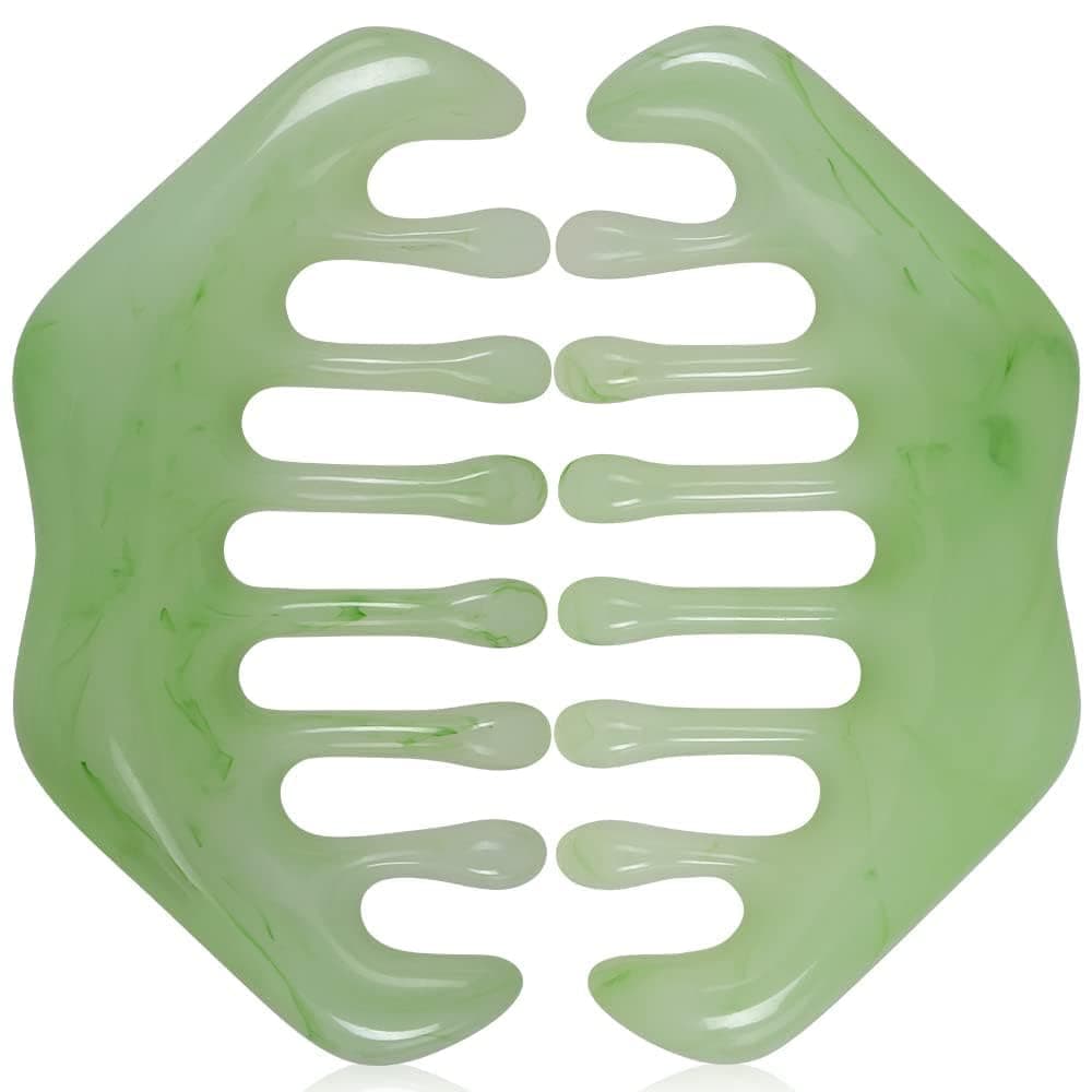2 Pcs Massage Comb, Multi-Functional Guasha Scraping Scalp Handheld Meridian Head Massager Tool, Acupoint Stimulation Comb for Care, Relaxation, Physical Therapy and Daily Massage, Non-Jade Material