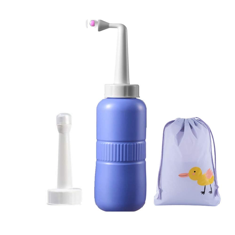 Travel Bidet 400ml - Portable Peri Bottle for Postpartum & Outdoor Hygiene | Handheld bidet with angled nozzle.Include bonus straight spray tip & bag. Ideal for postpartum care,baby washing & travel