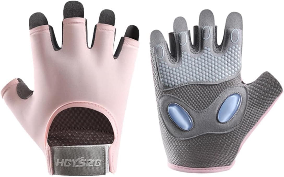 Tazweeq Gym Gloves for Women, Ventilated Exercise Gloves with Full Palm Silicone Padding for Workout Training Fitness Cycling Weightlifting, Anti-slip and Wear-resistant (Pink)