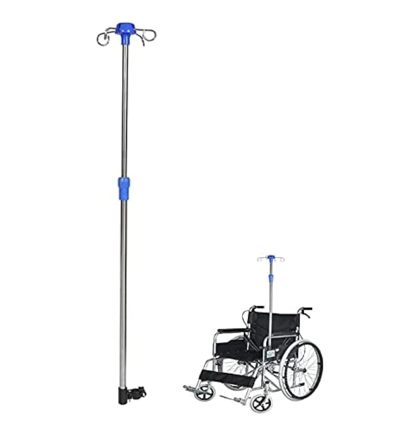 Portable IV Pole, IV Infusion Stand for Wheelchair, IV Pole Drip Stand, IV Pole with Stainless Steel, Adjustable Height Display Stand Rack