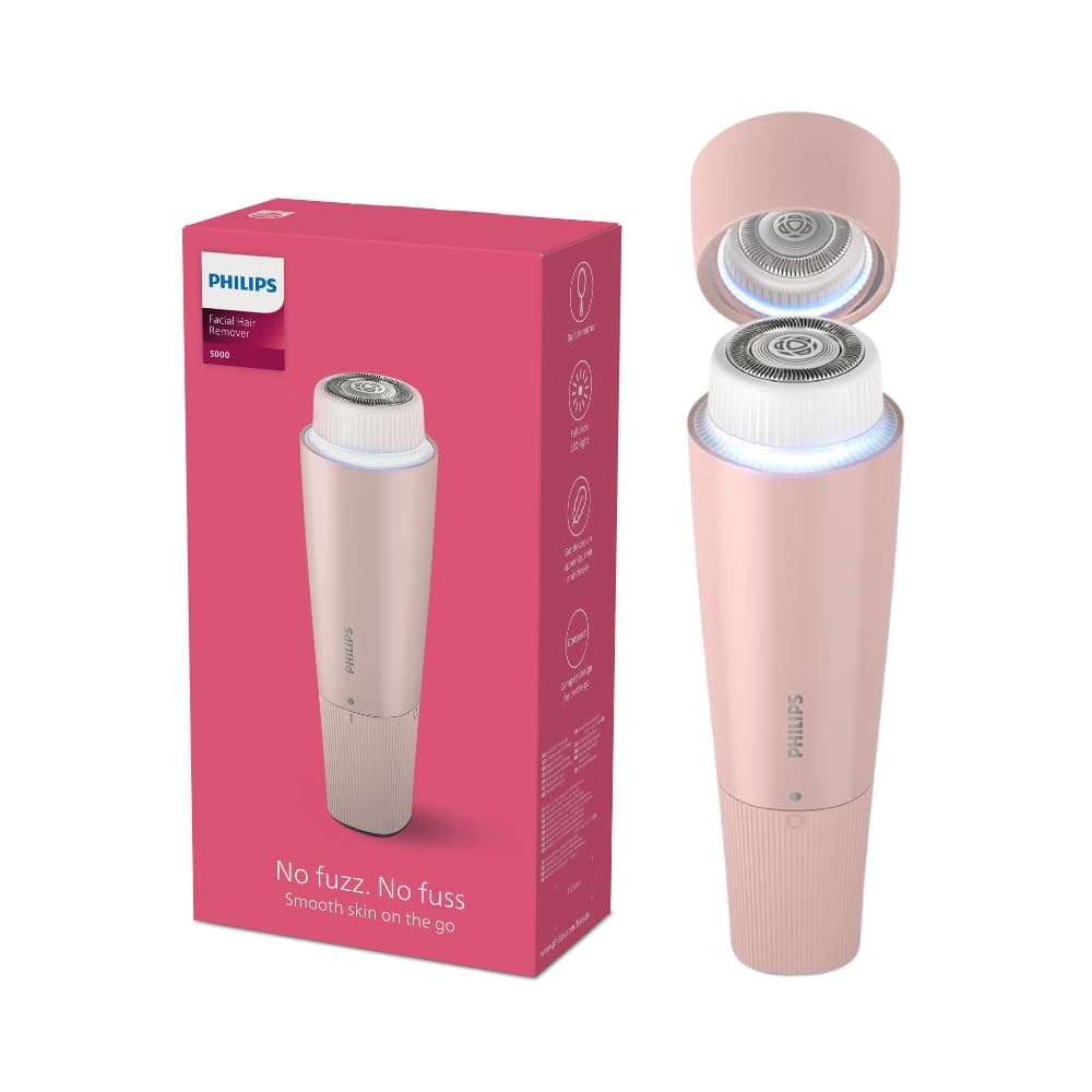 Philips Facial Hair Remover Series 5000 Full Circle LED Light Gentle on Upper Lip, Chin and Cheeks BRR454/00