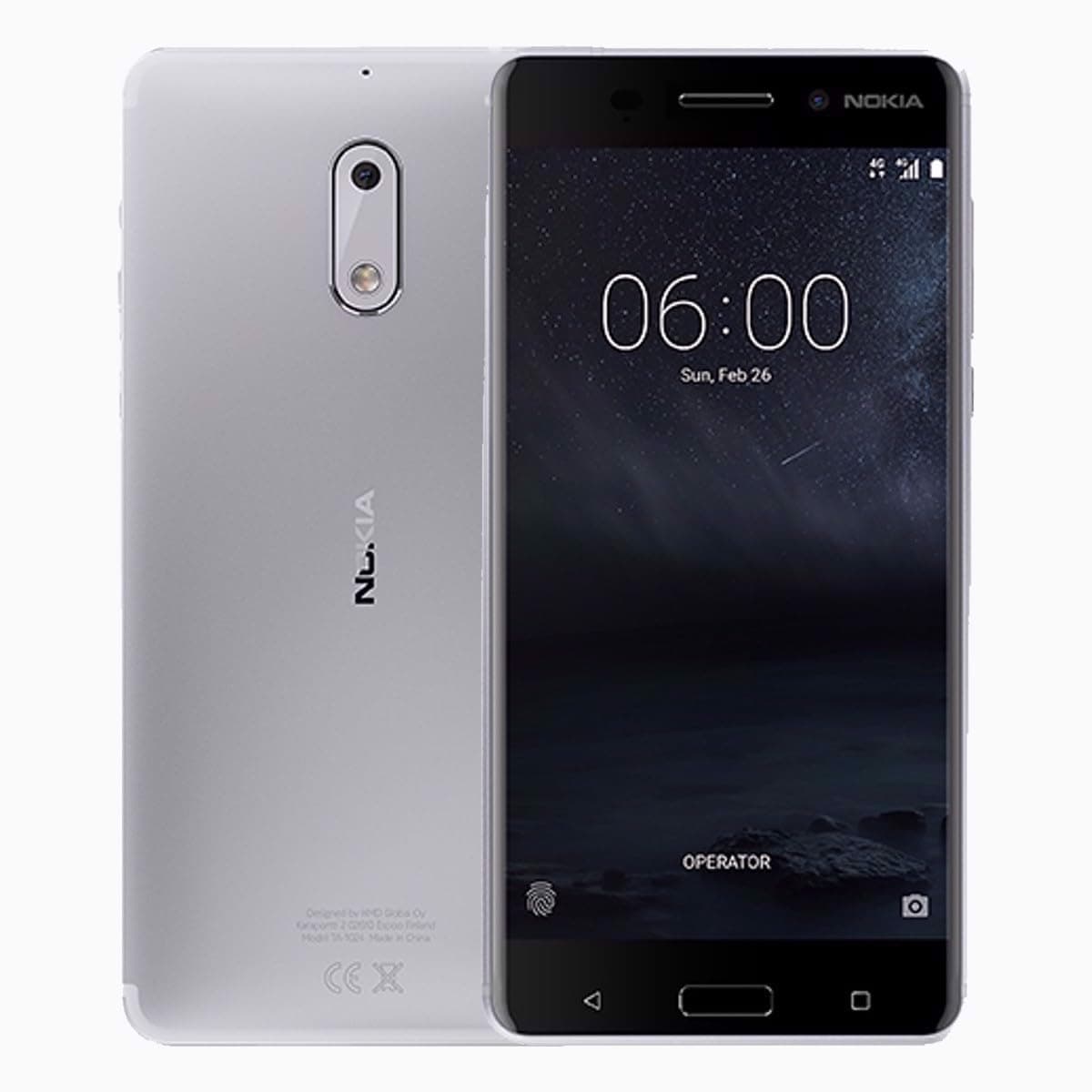 Nokia 6 Single-SIM 32GB ROM + 3GB RAM (GSM Only | No CDMA) Factory Unlocked 4G/LTE Smartphone (Silver) - International Version