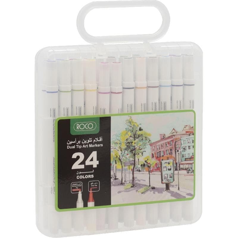 Roco Twin Tip Graphic Art Draw Marker 24-Piece Set, Multicolor