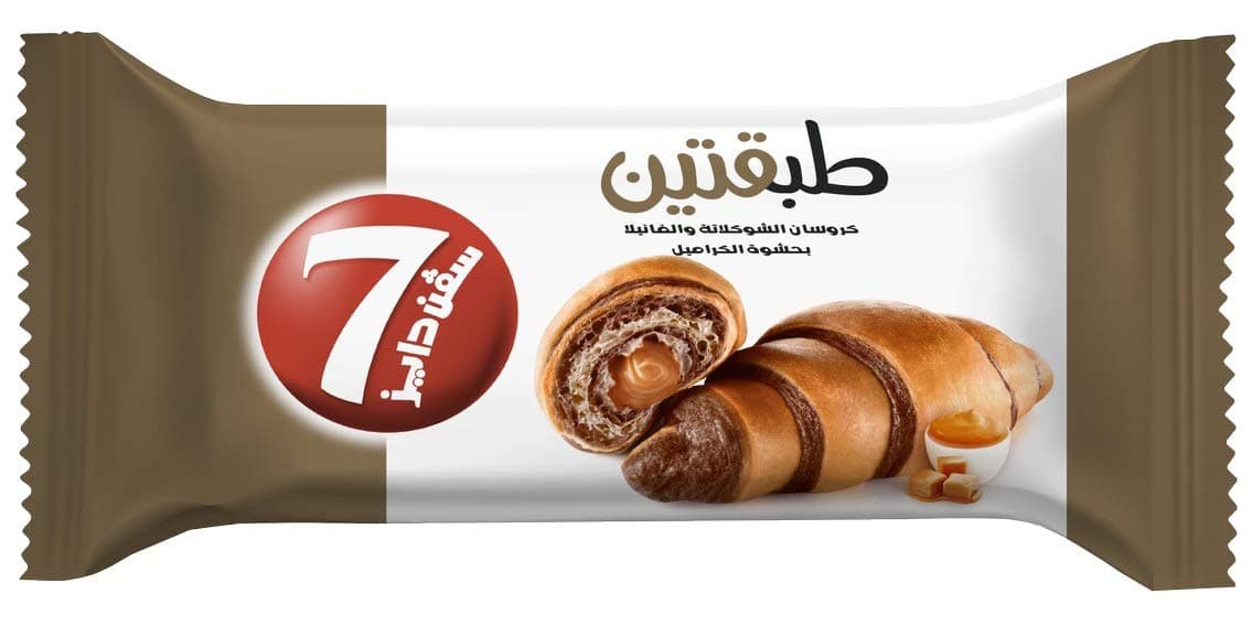 كروسان الشوكولاتة والفانيلا بحشوة الكراميل من سفن دايز، 90 غرام