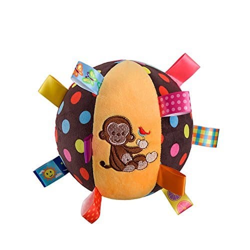 LETTON Colorful Taggies Chime Ball - Soft Plush Sensory Rattle Toy as for Babies Kids Toddlers Infants