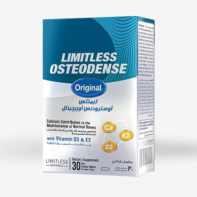 Limitless Osteodense - For Stronger bones with Calcium, Vitamin D3 & Vitamin K2 -with 9 key elements for Bone Strength - 30 Film Coated Tablets