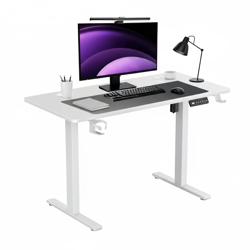 Height Adjustable Electric Desk - Computer Table 120x60cm, Ergonomic Desk with Memory Control Panel, Premium Scratch Resistant Desktop (White)