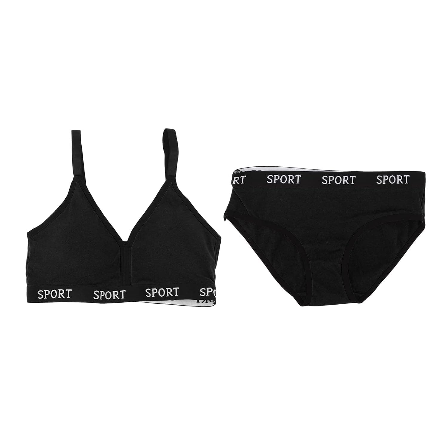 Running Bra Panties, Washable Sports Bra Underwear Breathable Elegant for Yoga Exercise for Women (Black Set)