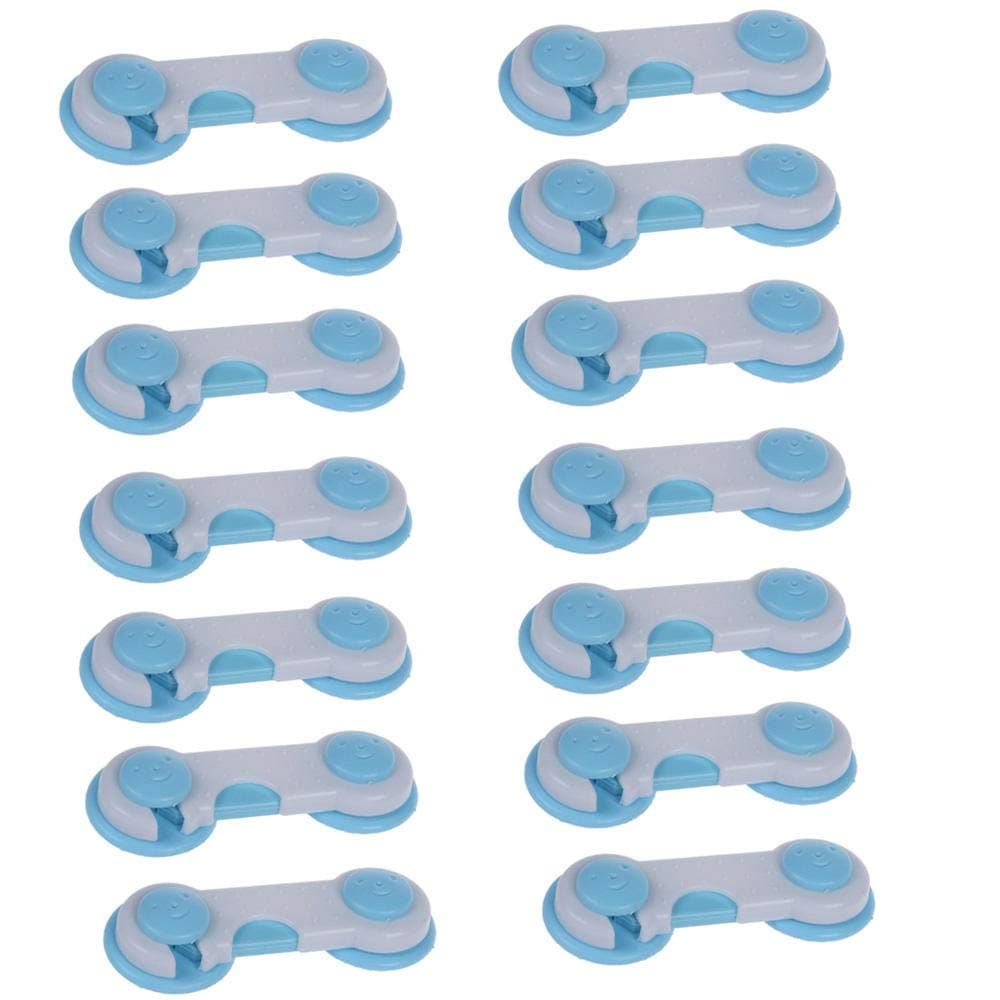 14PCs Child Kid Baby Safety Security Cabinet Door Drawers Refrigerator Toilet Safety Plastic Lock