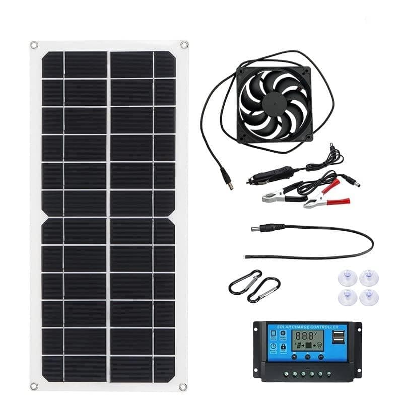 Labymos 10A 20A 30A 40A 50A 60A Photovoltaic Controller Solar Fan Set Pet House Exhaust Fan Solar panel + 60A controller + fan