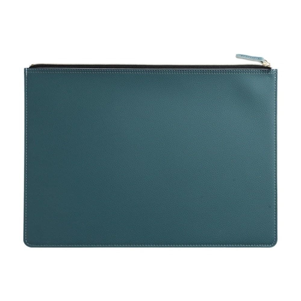 Faux Leather Large Capacity A4 File Folder Zipper Bag, Waterproof Business Briefcase Filing Envelope Bag(Blue)