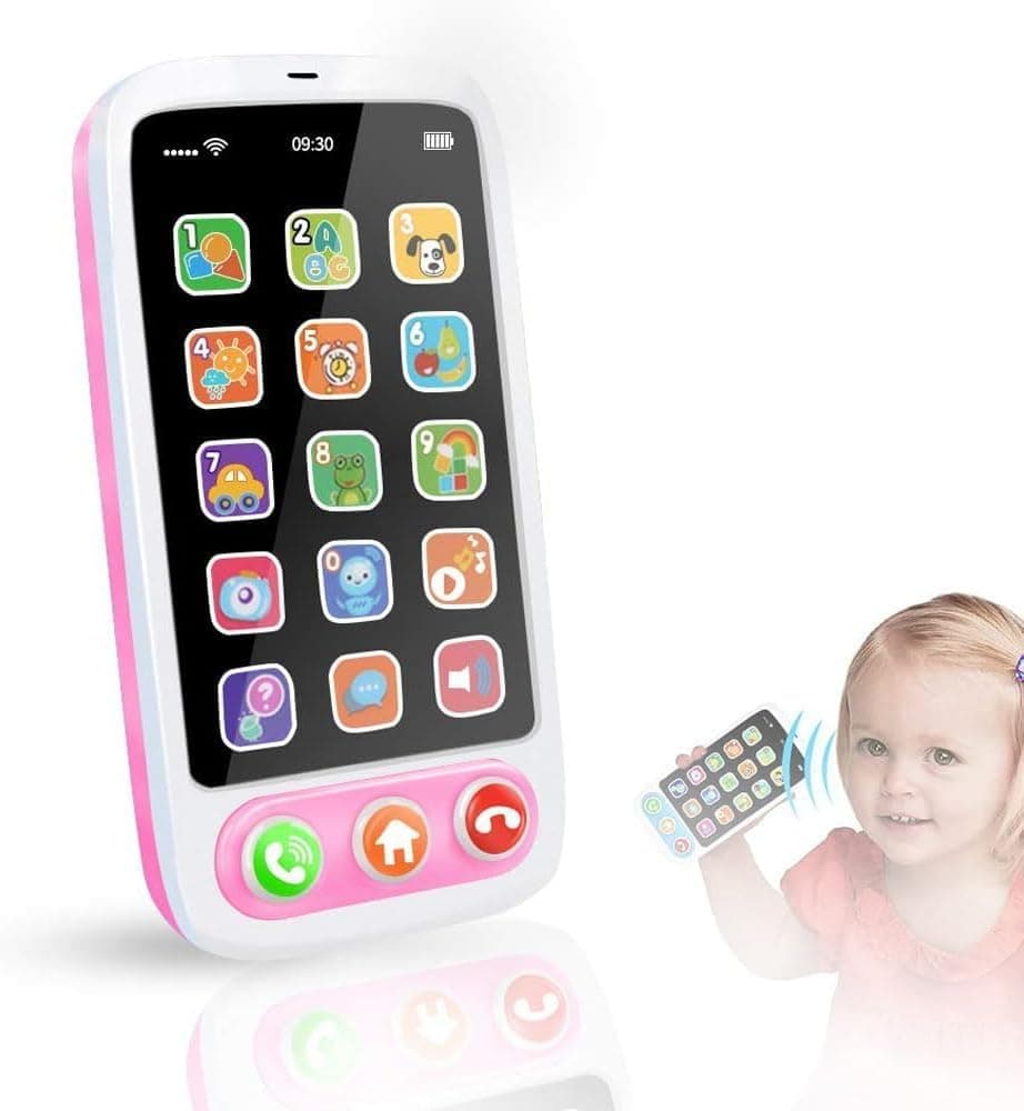 Joyzzz Baby Phone Toy, Musical Play Phone with 12 Light-Up Buttons, Toddler Cell Phone Toy for Kids Age 1-2, Pretend Phone Gift for 1 Year Old Girls and Boys
