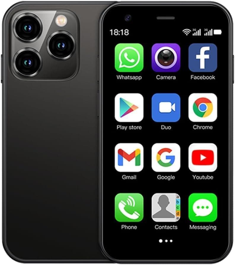 جوال ذكي صغير XS15 الجيل الثالث من سويس، ثنائي شرائح الاتصال، واي فاي وشاشة 3 بوصة، ذاكرة RAM 2GB، ذاكرة ROM 16GB، بطارية 1000mAh، جوال جيب HD (أسود)