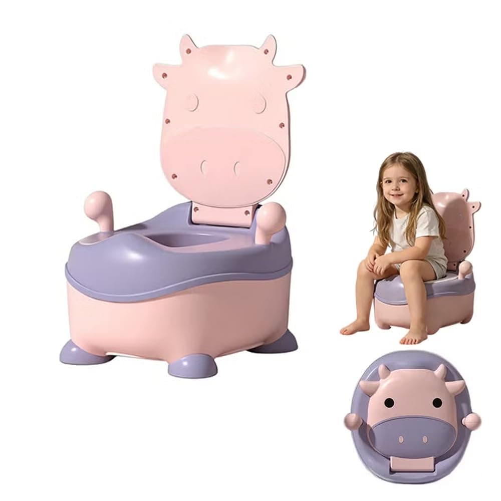 Potty Training Toilet, Realistic Potty Training Seat, Toddler Potty Chair with Soft Seat, Toilet Tissue Dispenser and Splash Guard, Non-Slip for Toddler, Easy to Empty and Clean (Pink 2)
