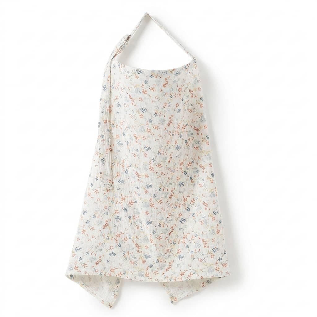 Breastfeeding Nursing Cover, 100% Breathable Pure Gauze Privacy Apron, Adjustable Metal Buckle, Multi-Purpose Car Seat & Stroller Canopy, 25.6×37.4 in (Floral)