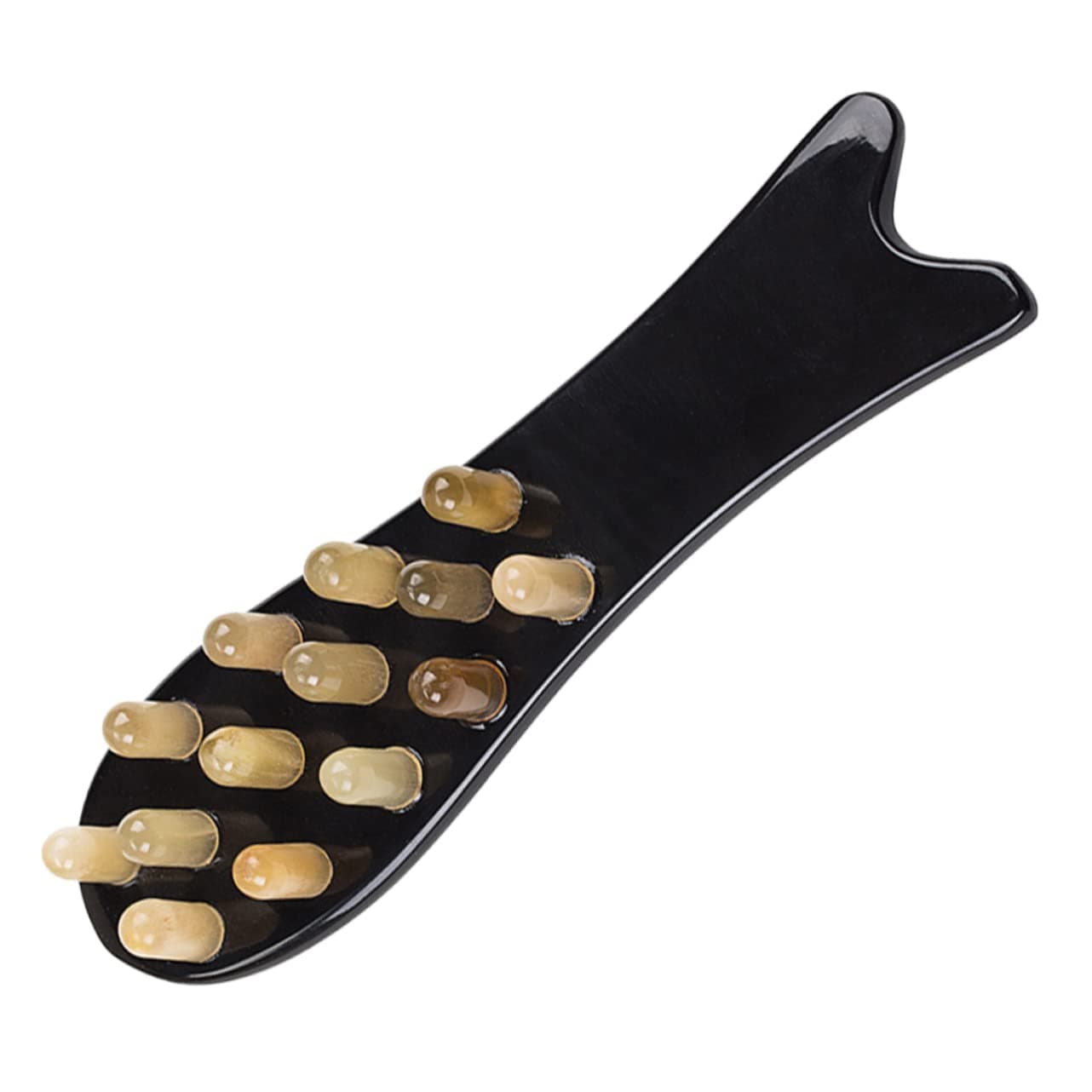 SOLUSTRE Fish Shaped Natural Horn Massage Comb Compact Scalp for Relaxation Comfort Stylish Handheld Hair Tool for Self-Care Easy to Carry Handbag