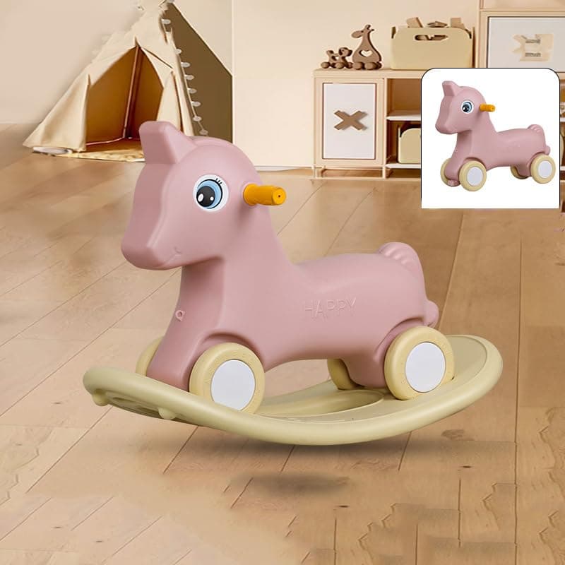 Toddler Balance Bike, Baby Rocking Horse, Baby Toys Ride Racer for 1-3 Years, 2 in 1 Kids Ride on Toys for Boys & Girls Child, Infant Push Bicycle Training Walker (Pink)