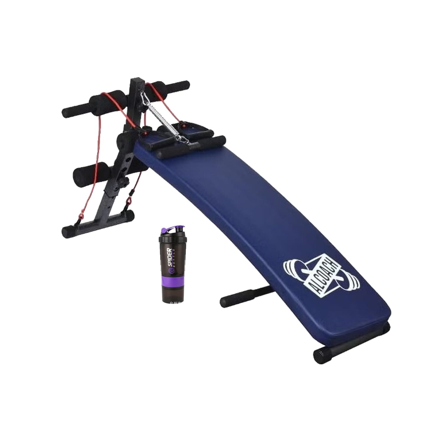 ALCOACH Curved Sit-Up Bench With Leg Support, Multi-functional Gym Equipment, (With shaker gift) Abs & Abdominal Workout Exercises and Decline Full Body Dumbbell bench, sports bench (Purple)