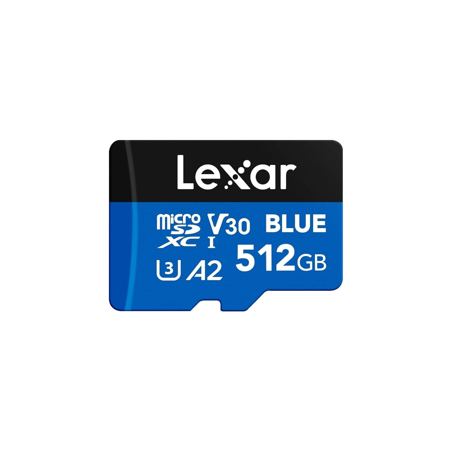 Lexar Blue 512GB microSDXC UHS-I Card with Adapter, Up to 160MB/s, C10, U3, A2, V30, Full HD, 4K UHD, Flash Memory Card High Speed TF Card