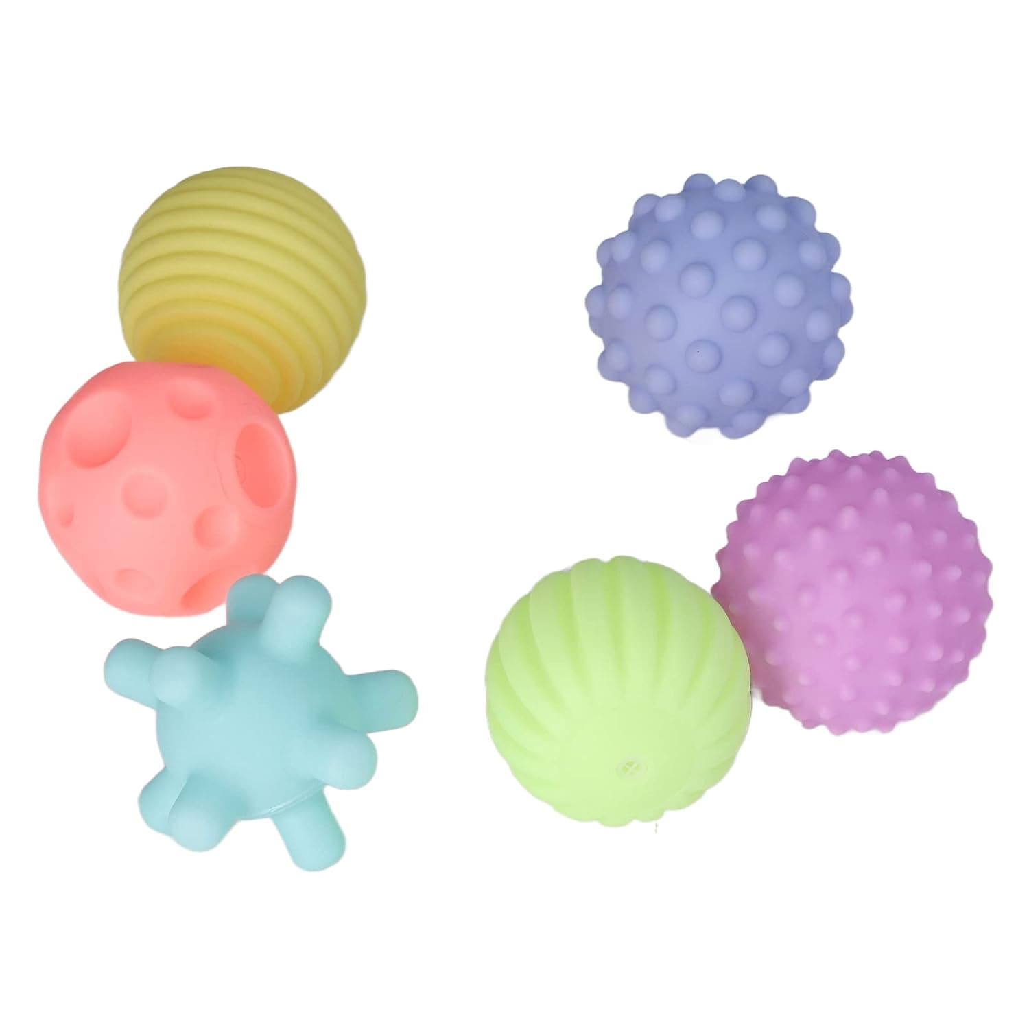 Haofy Textured Ball Toy 6PCS Baby Sensory Balls Set Soft Squeeze Toys with Squeaker for Infants Toddlers Fine Motor Skills Development Multicolor
