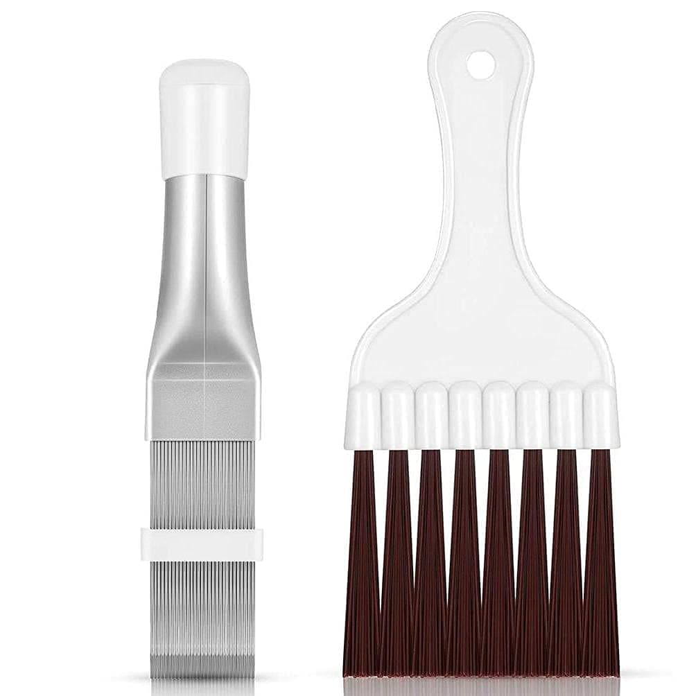 2 Pack Metal Cleaning Brush Air Conditioner Fin Cleaner Refrigerator Coil Cleaning Brush Metal Radiator Cleaning Tool Air Conditioner Cleaning Brush 2 Pack Including Metal Fin Comb/Condenser Brush for