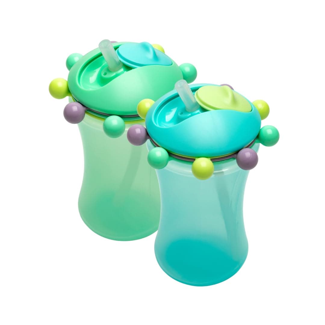 Melii Spin Sippy Cups 2 Pack - Fun and Interactive Silicone Straw Cups for Babies and Toddlers - 340ml Capacity, Spill-Proof, Leakproof, and Easy to Clean
