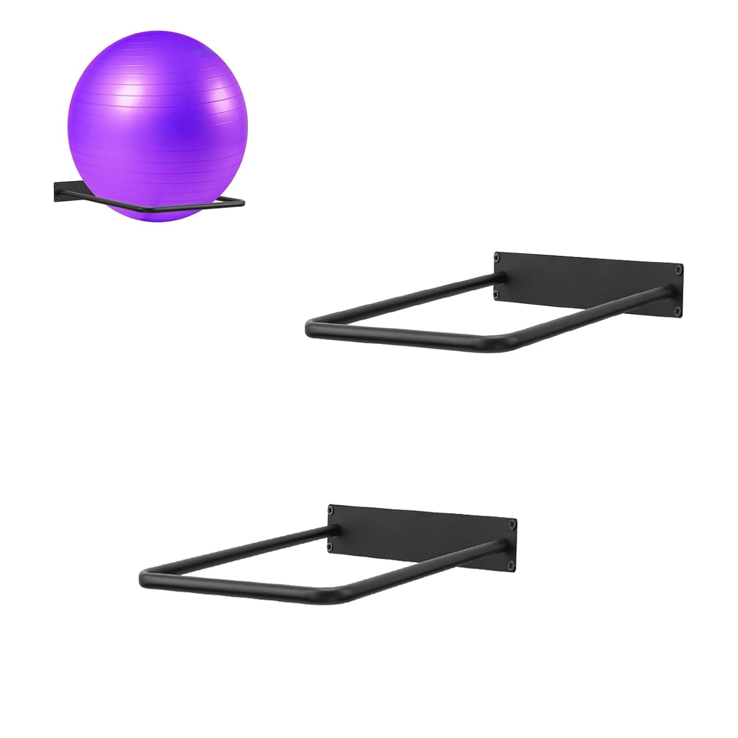 Large Stability Ball Wall RackYoga Ball Storage Rack, Yoga Studio and Home or Commercial Gym Exercise Ball Equipment Organizer (2Black)