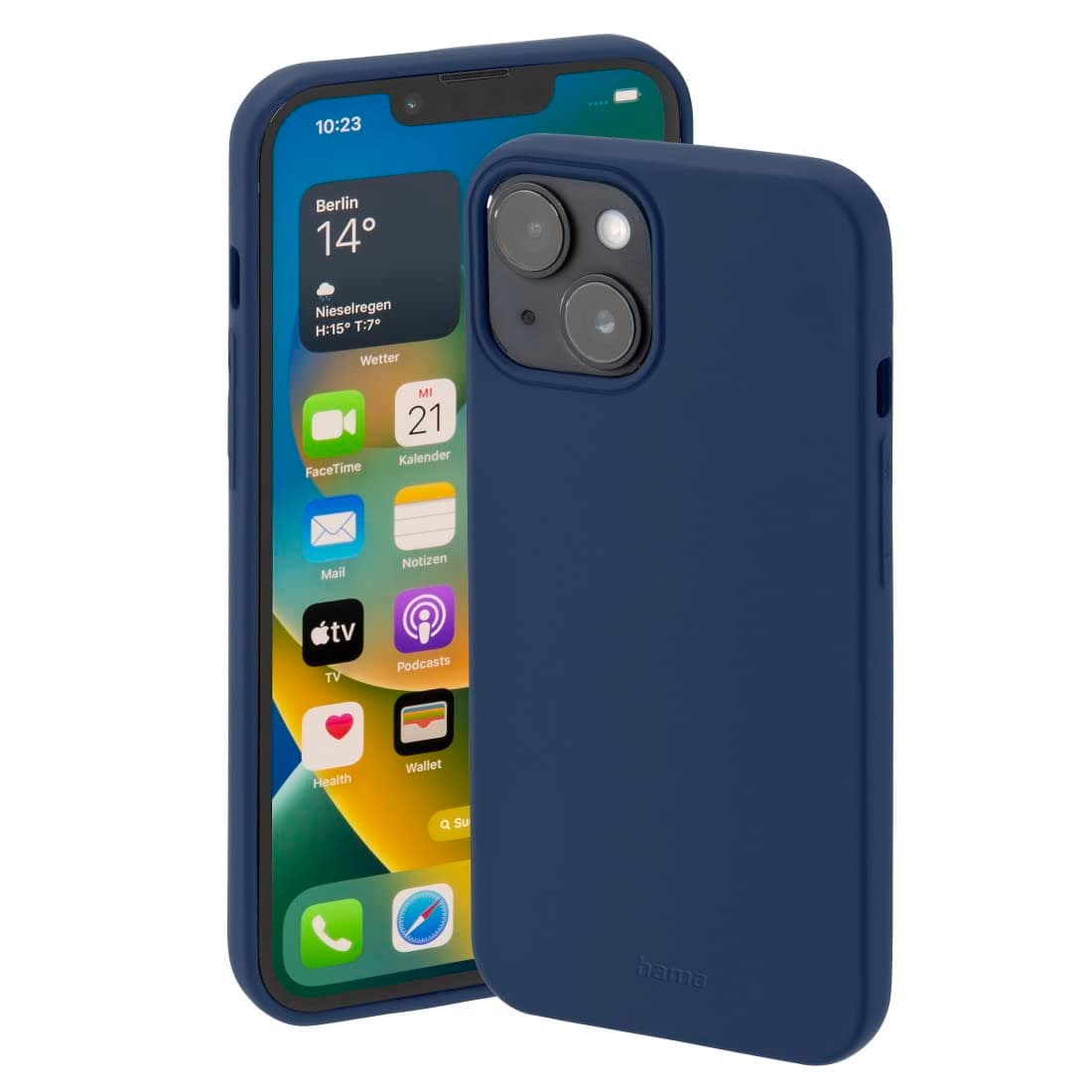 Hama Case for Apple iPhone 14 Plus (mobile phone case protects against bumps, scratches and dirt, protective case allows inductive charging, silky matte case made of TPU with soft inner lining) blue