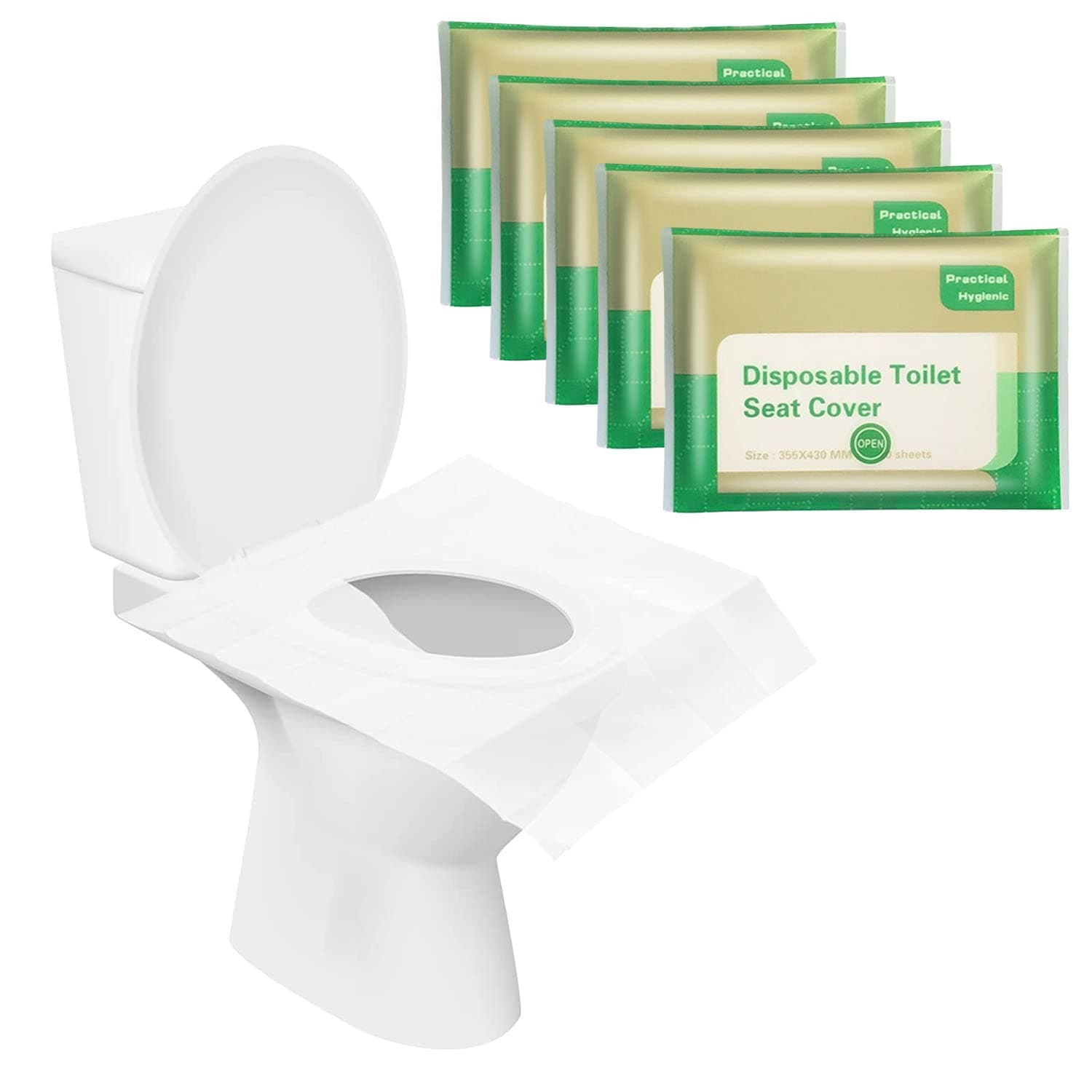 50 Pcs Flushable Paper Toilet Seat Covers for Adults and Kids, Disposable Travel Essential Accessories for Airplane, Road Trips, Camping