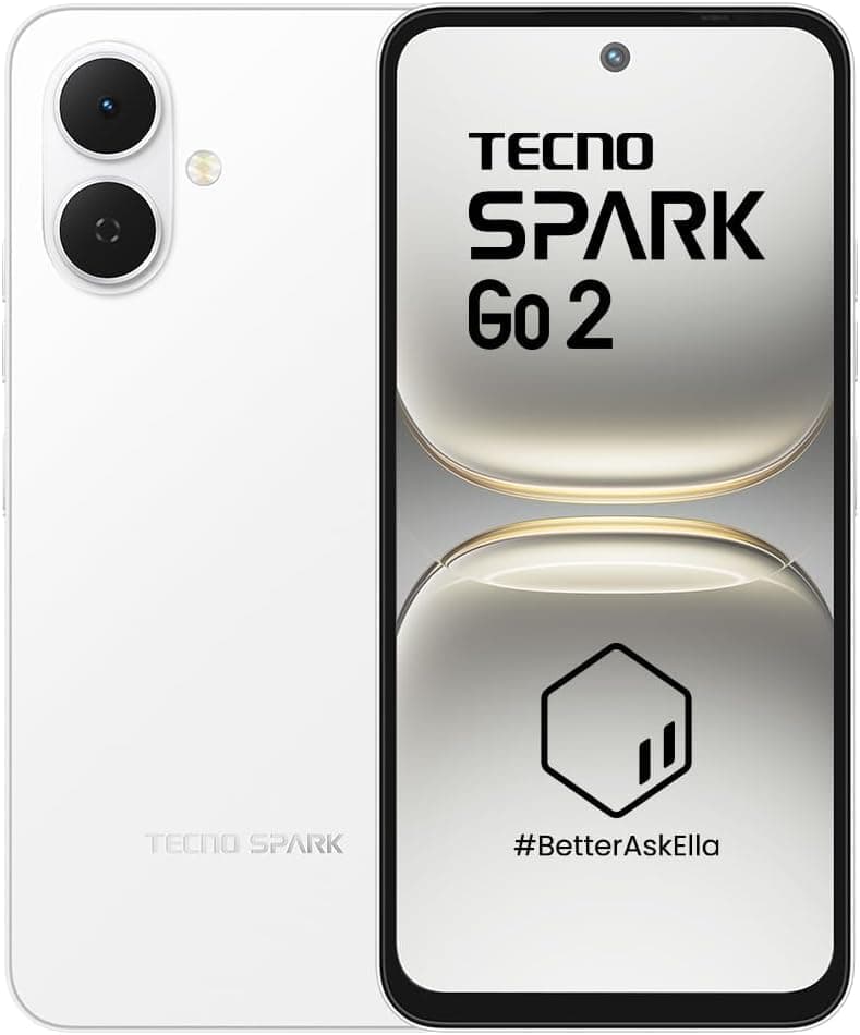 TECNO Spark Go 2, 6.67" 120Hz Display, 13MP Camera, 5000mAh Battery, 4GB+256GB, IP64 Water Resistant, 4G Dual SIM, White