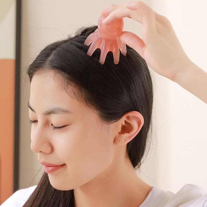 Portable Magnetic Therapy Octopus Head Massage Comb Handheld Scalp Palm Full Body Massage Relaxation Tools,Pink