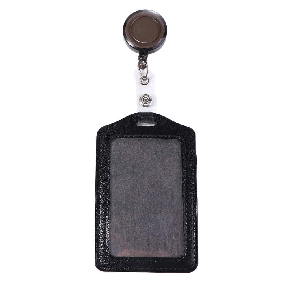 Card Sleeves Lanyards Badge Holder School Supplies Card Storage Case Retractable Pull Badge Holder(Black-Vertical)