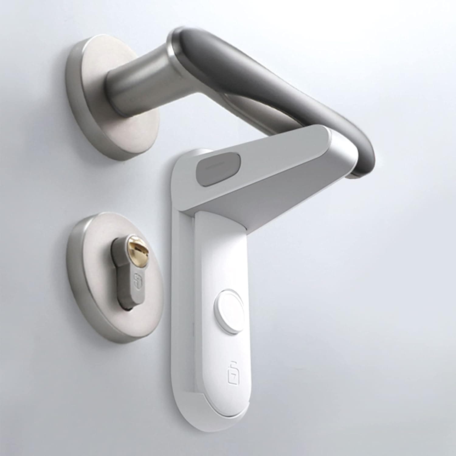 Childproof Door Lever Lock, Baby Proofing Door Handle Lever, Door Handle Child Proof, Toddler Door Locks,3M VHB Adhesive no Tools Need or Drill (White, 1 Pack)