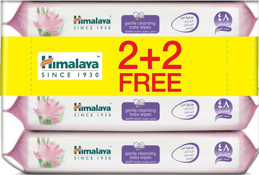 Himalaya Gentle Cleansing Baby Wipes | 48 wipes X 4 packs (192 Wipes) | Mildly Cleanse & Protect Baby's Skin from Dryness | Enriched with Goodness of Aloe Vera & Lotus | Alcohol & Paraben Free